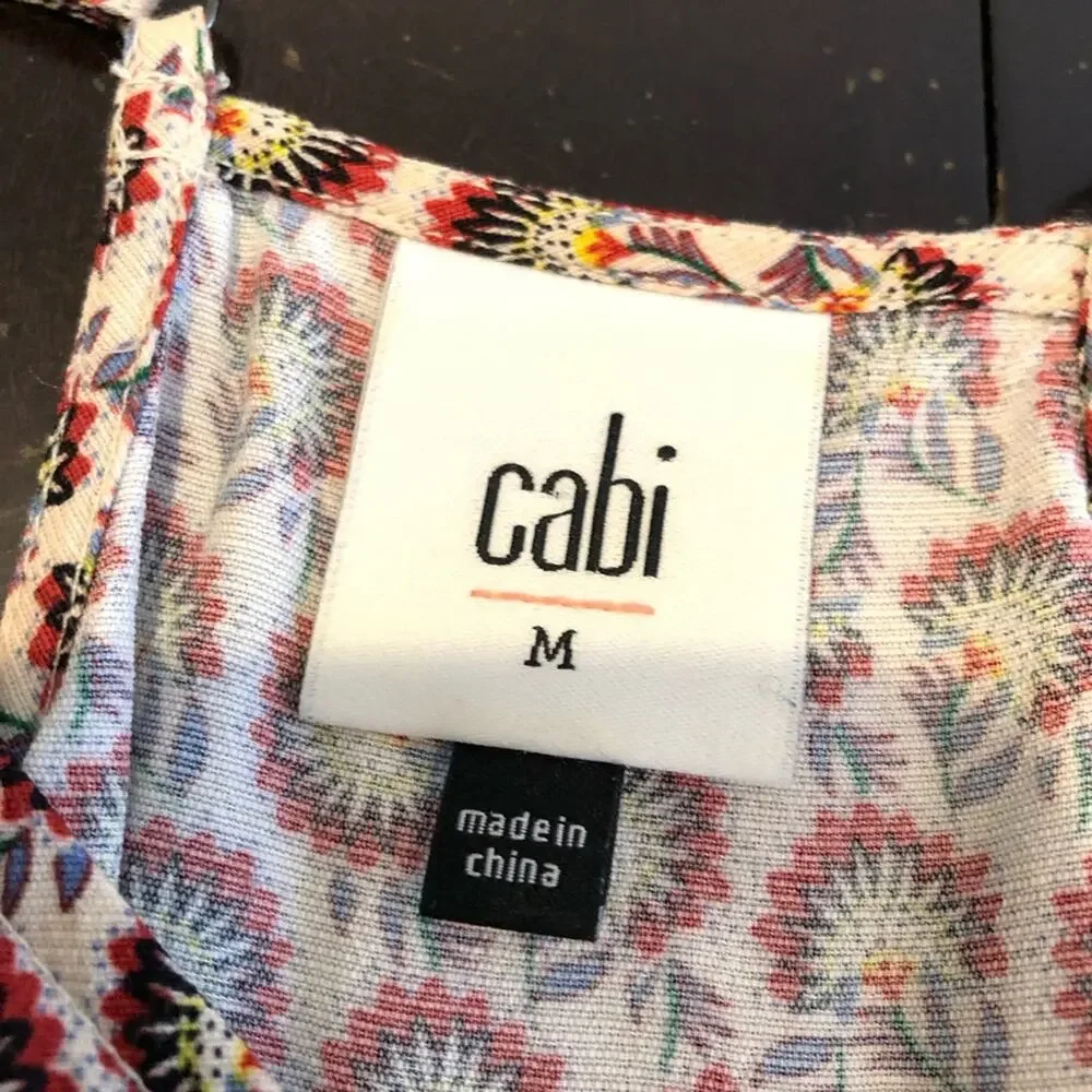 Cabi Poem cream red racerback sleeveless top size Medium #5737